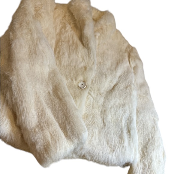 Cream rabbit fur coat - Picture 2 of 8